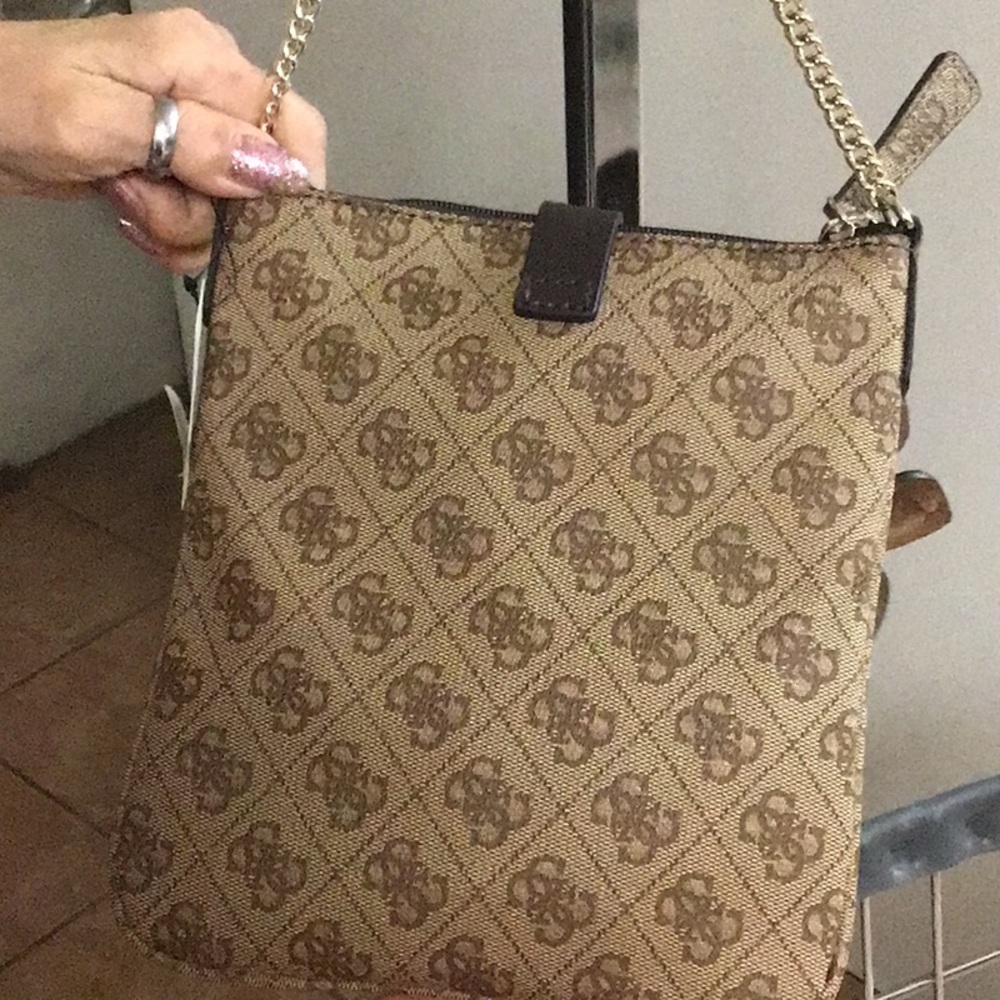 Guess Brown Crossbody Bag with Chain Strap - Picture 5 of 9